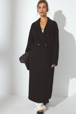 NA-KD Double Buttoned Wool Blend Coat - Frakker - Sort - EU 40