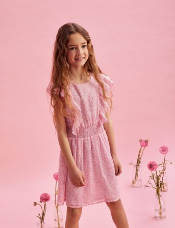 Creamie Dress Lurex Stripe - Pink - 110