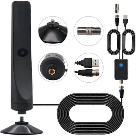 Festberg Hitenna, Wave Max TV-antenne med HD 100 kanaler, 3m kabel, 80 km rekkevidde for innendørs/utendørs bruk (1 x Hitenna).