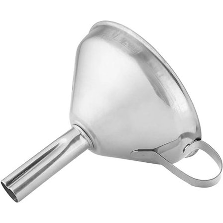 1 stk rustfritt stål trakt med håndtak, kjøkkenredskap for flasker