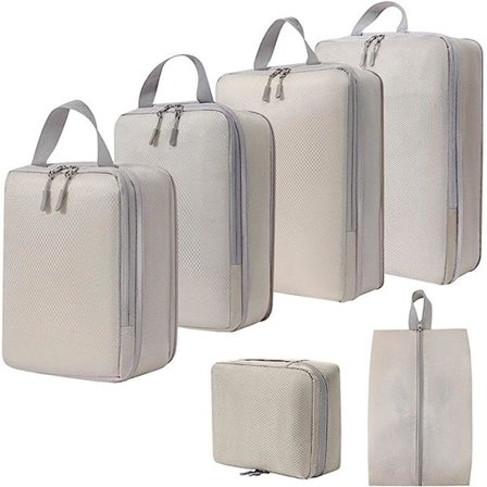 6x Kompressions Pakke Kuber Bagage Tasker Åndbar Toilet Taske Rejse Bagage Pakke Organizer til Daglig Opbevaring Ferier Forretningsrejser