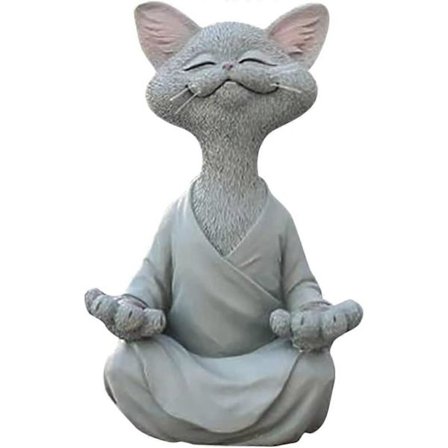 Middelhavs Kattestatue, Svag Sort Kattefigur, Indendørs og Udendørs Kattesculptur til Hjem, Have og Terrasse Dekoration, Produkter til