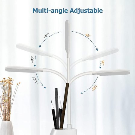 LED-skrivbordslampa med trådlös laddare och pennhållare, med 3 belysningslägen, touch-kontroll