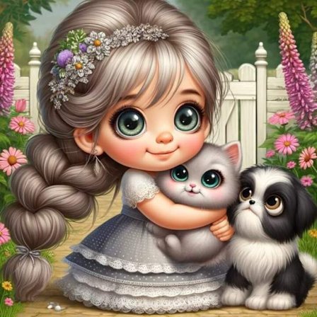 Barn med Hund Affisch A4