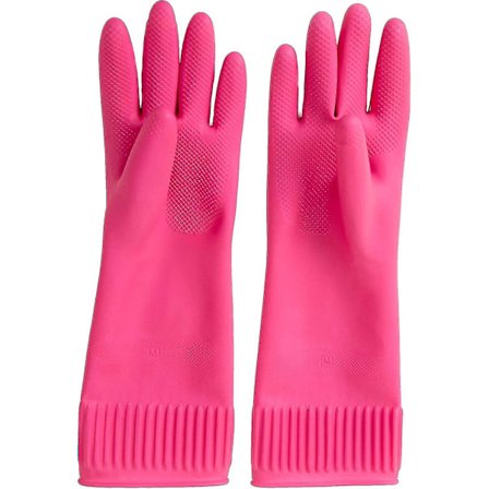 Gjenbrukbare Vanntett Husholdnings Oppvaskhansker i Gummi, Sklisikre Kjøkkenhansker (medium)