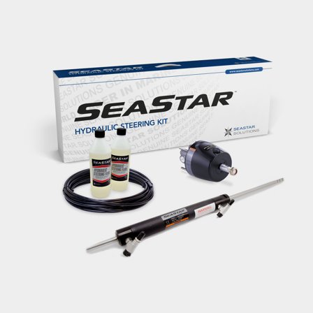 SeaStar Hydraulic Steering Kit, for sterndrives for inboard engines up to 300 hp + helm pump + hydraulic hose + oil + cylinder HC5330-3