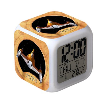 Star Wars -herätyskello Elokuva The Force Awakens Led-herätyskello Neliömäinen kello Digitaalinen herätyskello Ajalla, Lämpötilalla, Hälytyksellä, 