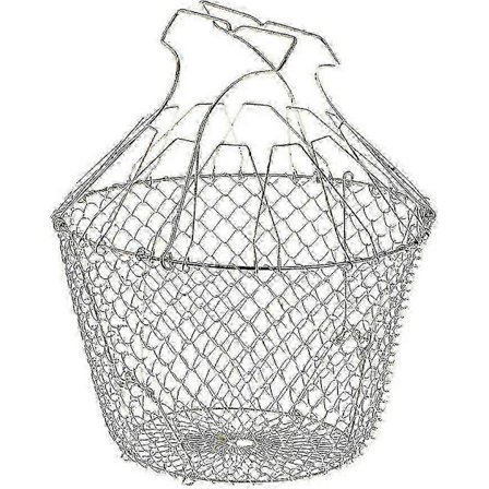 Foldbar salatslynge med forstærkninger - Rustfrit stål - Nem opbevaring - Skånsom centrifugering - 22,5 cm 2025