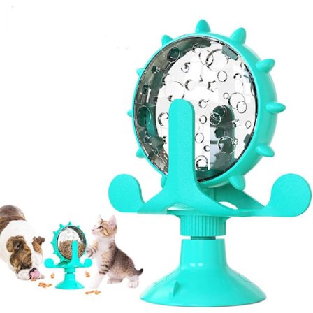 Interaktiv Godbid-udleverende Kattelegetøj - Vindmølle Pladespiller Foderautomat med Sugekop til Katte & Hunde