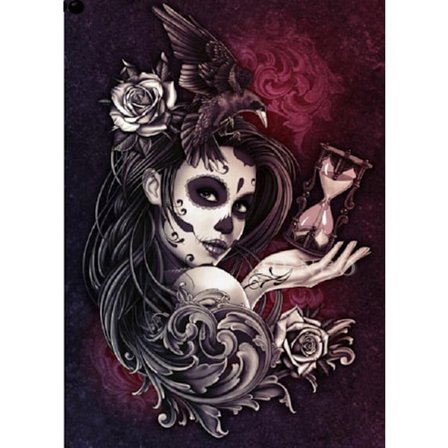 30 x 40 cm, Skull girl Diamond Painting Diamond Broderi Måleri