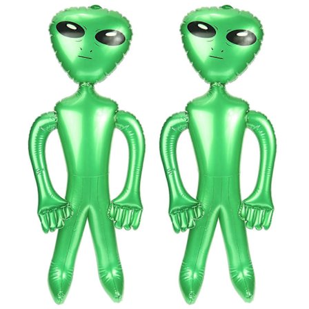 PVC Oppblåsbar Alien Leker Kreativ Dekor Til Halloween Fest Grønn 90x25cm 2pk