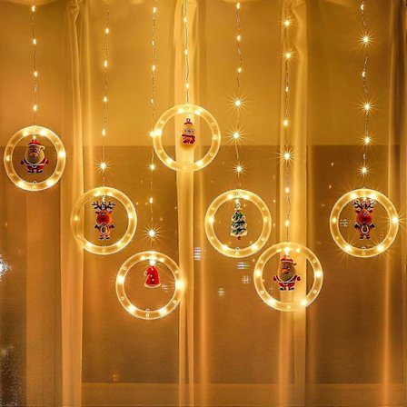 Julegardin lyslenke, 3m X 0.5m Led eventyrgardin lyslenke, vindu juledekorasjon