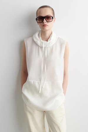 COS Women's Drawstring Sleeveless Top in White