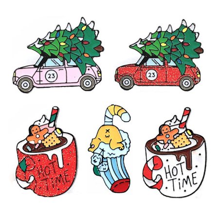 Fem delar julgrans-serie julgransbil kopp godis