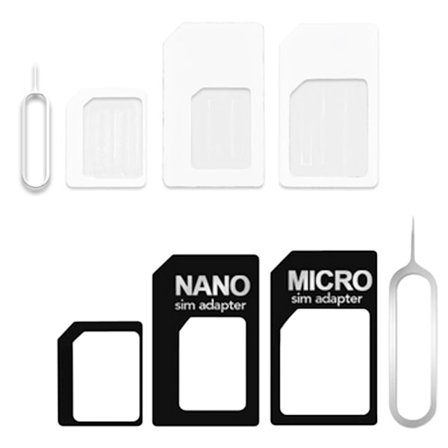 4 i 1 Konverterare för Nano SIM-kort till Micro / Standard Adapter, Micro Sim till Standard Storlek Verktygsset