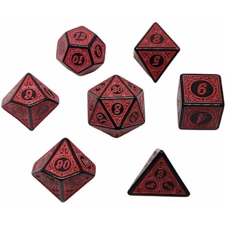 7-delt sett med polyederterninger, tosidig polyederterningsett,