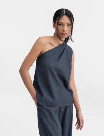 Ahlvar Gallery Elle Linen Tank - Navy - XL