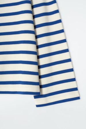 COS Women's Top A Righe Con Scollo A Barchetta in Bianco