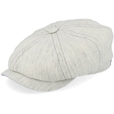 Stetson - Bege flatcap Boné - Hatteras Linen Stripe Ecru With Olive Stripe Flat Cap @ Hatstore