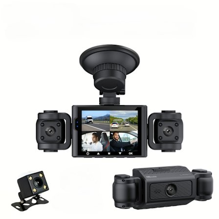 Autokamera 360° 4 Kameralla 1080P FHD Kojelautakamera 2.4" IPS-näyttö