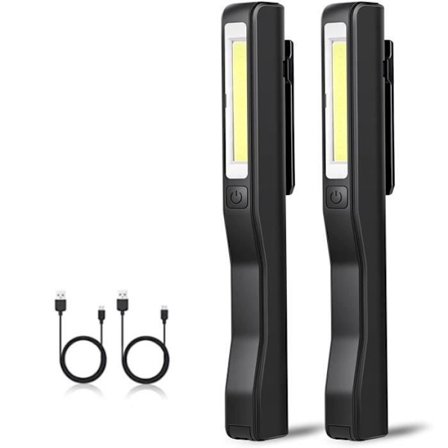 2-delt genopladelig USB LED-arbejdslampe, ultra-lys, til camping, garage, værksted, gør-det-selv-projekter, med magnetisk klips