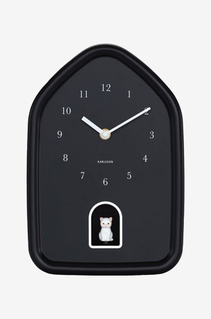 Karlsson - Veggklokke Modern Kitty - Svart - Veggklokker & bordklokker - Fra Homeroom