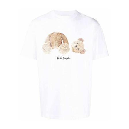 Palm Angels, Palm Angels T-shirts and Polos White Wit, Heren, Maat:M,print