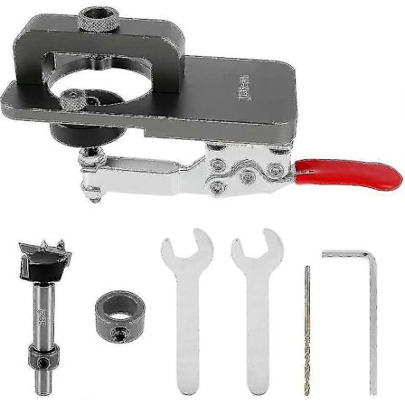 35 mm gångjärnsborrmall, gångjärnsborrguide, gångjärnsborr med djupmätare, sexkantsnyckel