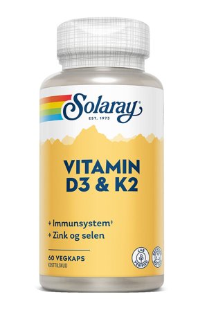 Solaray Vitamin D3 & K2 60 kaps, Helse & Madvarer, Vitaminer, D-vitamin
