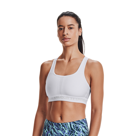 Under Armour UA Crossback Mid Bra, White/Halo Gray