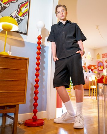 Grunt GREsteban Plisse SS Shirt Schwarz Hemden Jungen - Kids Brand Store