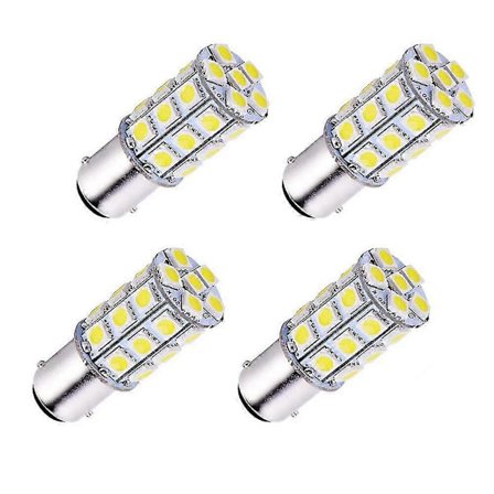 4-pack Ba15d 5050 27-smd Led Super White Bil Marin Båt Husbil Husvagn Lampa