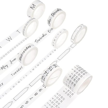 8 Ruller Kalender Washi Tape Sæt Dato Dag Uge Måned Nummer Kalender Washi Maskeringstape Dekorativ F (tangling)-yuhao