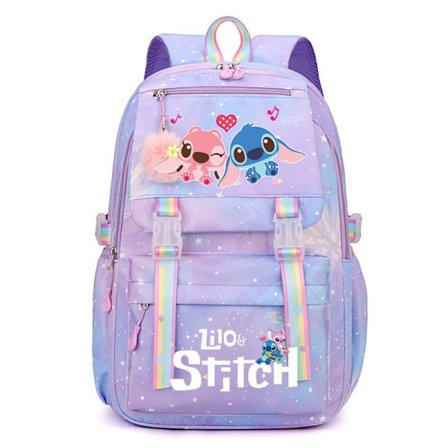 Stitch Flickor Skolväska Stor Kapacitet Stitch Ryggsäck Casual Rosa, Flerfärgad A