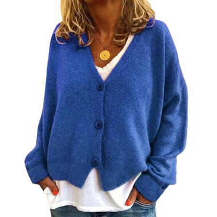 Dam V-ringad Tröja Toppar Vinter Varm Cardigan