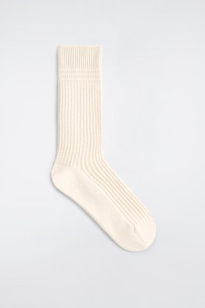 COS Men's Waffle-Knit Socks in White