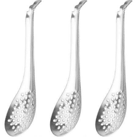 3 Stykker Sferifikasjonskje, Kaviar-skje i Rustfritt Stål, Små Slisseskjeer for Å Ta Ut Oliven Kapers Fra Glass, Molekylær Gastronomi Bar Egg Skje