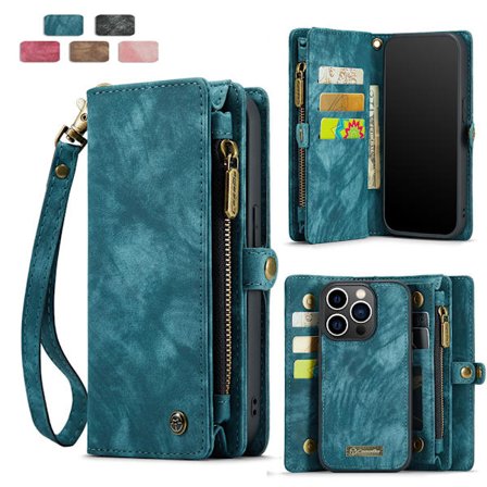 Retro Lommeboketui i Skinn med Kortholder for iPhone 16 & Samsung, Magnetisk Flip Cover[JUN]