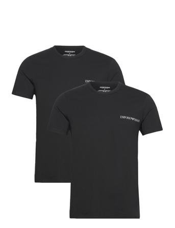 Men's Knit 2-Pack T-Shirt Tops T-shirts Short-sleeved Black Emporio Armani