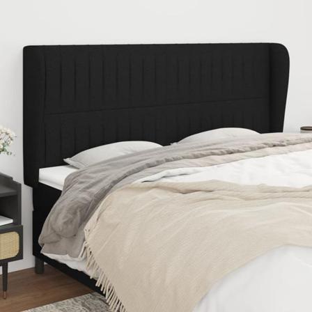 Vidaxl Huvudgavel Med Kanter Svart 183x23x118/128 Cm Tyg Svart