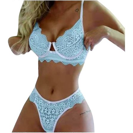 Undertøysett i mesh for kvinner, for sex, frekt, sexy, gjennomsiktig teddy, festkostyme, gave, lyseblå