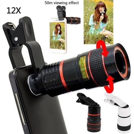 Universal HD 12x optisk zoom kameratelefonobjektiv med klips til iPhone