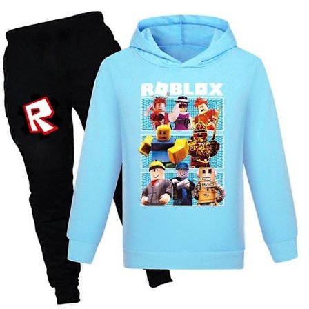 Julegaver Roblox 2 stk Spillmønster Hoodie og Buksesett Jenter Gutter Hettestropp Genser Pullover Topper Barn Tenåringer