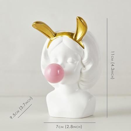 Nordisk Stil Resin Vas Söt Flicka Bubbelgum Doll Succulent