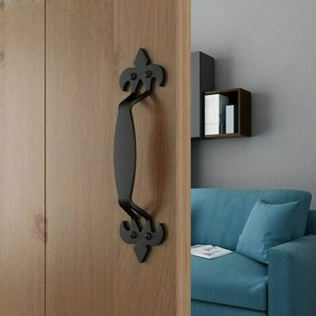 Låvehåndtak | Svart jern dørhåndtak | Støpejerns skyvedørhåndtak med skruer