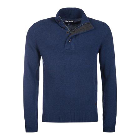 Barbour, Mkn 0585 sweater with suede patches Blauw, Heren, Maat:M,wol
