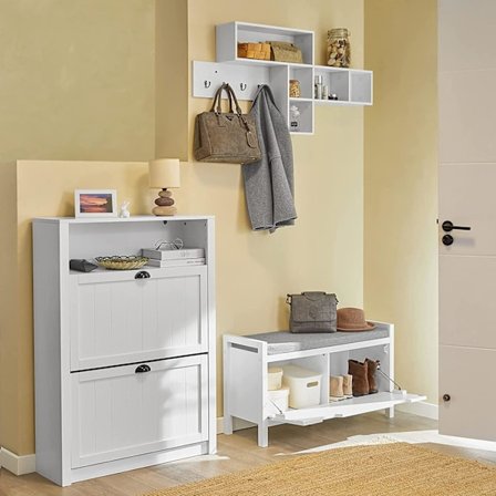 Rootz Skobænk Skostativ Skoskab med sædehynde - Gang Stue Soveværelsesbænk med opbevaringskiste