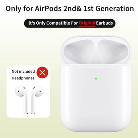 Erstatnings trådløs opladningsetui til AirPods 1/2 generation og Bluetooth-hovedtelefoner med USB-C-opladning