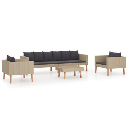 Vidaxl Loungeset För Trädgården Med Dynor 4 Delar Konstrotting B Beige