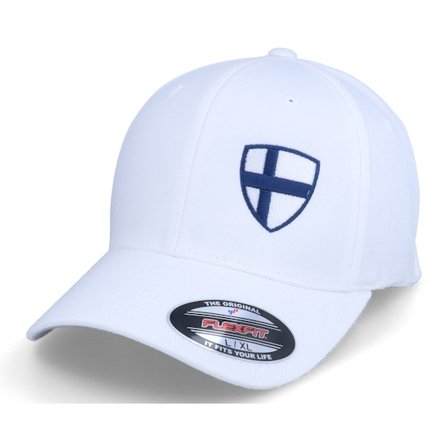Forza - Wit flexfit Cap - Finland Flag Shield White Flexfit @ Hatstore